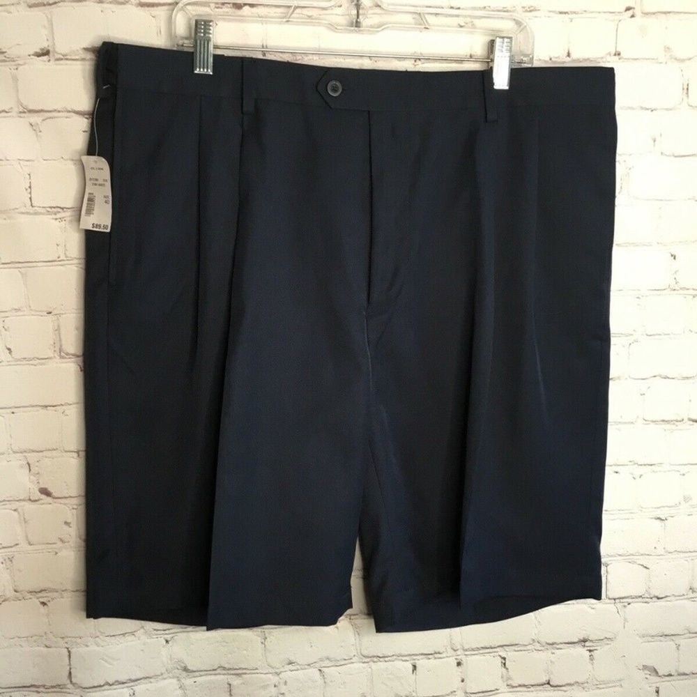 NWT Jos. A. Bank Traveler Navy Slider Waistband Pleated Chino Shorts Men 40